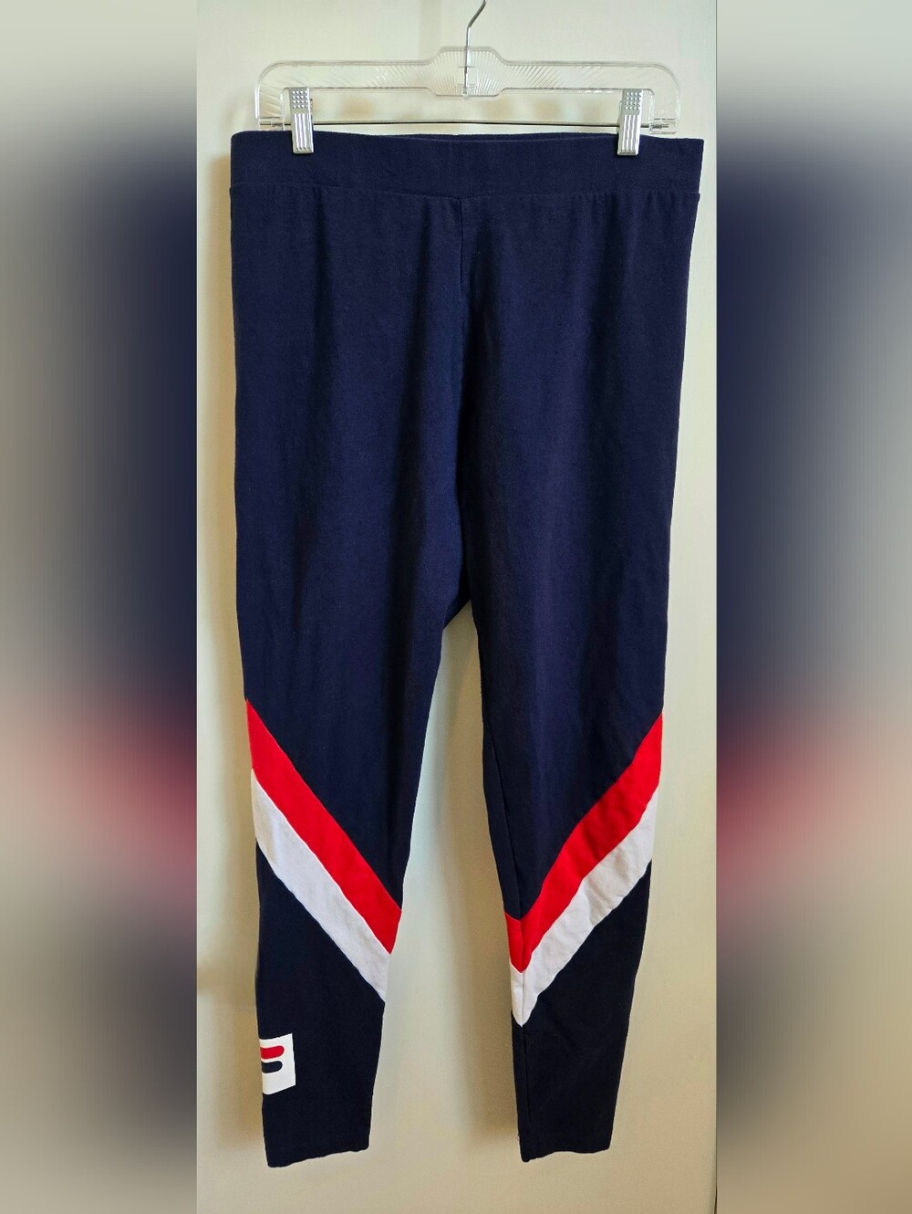 Fila Navy Track Joggers with Red & White Chevron Detail